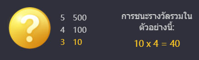  การชนะรางวัลรวมใน 10 x 4 = 40